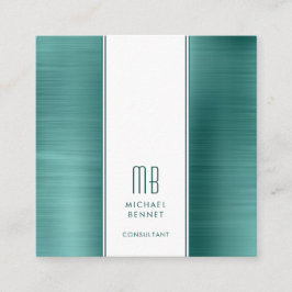 Monogram Emerald Green Metallic Foil Consultant Quadratische Visitenkarte