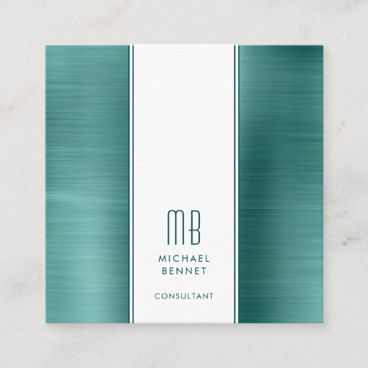 Monogram Emerald Green Metallic Foil Consultant Quadratische Visitenkarte (Vorderseite)
