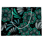 Monogram Emerald Green und Black Blume Pattern Große Geschenktüte (Vorderseite)
