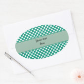 Monogram Emerald Green und White Polka Dot Muster Ovaler Aufkleber (Umschlag)