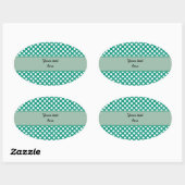 Monogram Emerald Green und White Polka Dot Muster Ovaler Aufkleber (Blatt)