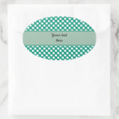 Monogram Emerald Green und White Polka Dot Muster Ovaler Aufkleber (Tasche)