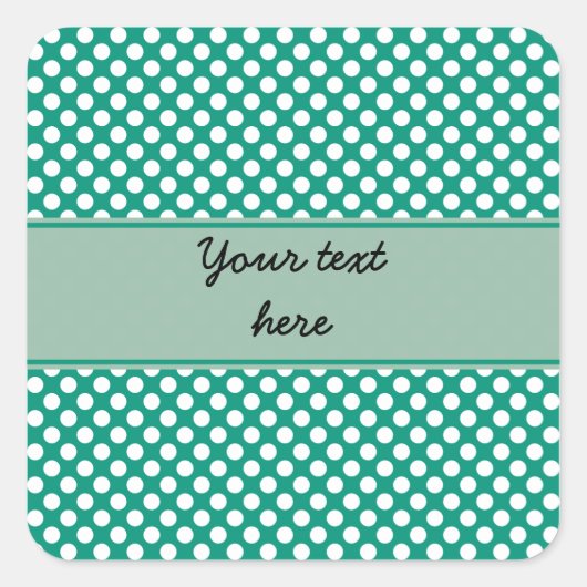 Monogram Emerald Green und White Polka Dot Muster Quadratischer Aufkleber (Vorderseite)