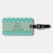 Monogram Emerald Green und White Zigzag Muster Gepäckanhänger (Vorderseite horizontal)