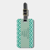 Monogram Emerald Green und White Zigzag Muster Gepäckanhänger (Vorderseite vertikal)