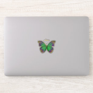 Monogram Emerald Lila Gold Butterfly Aufkleber