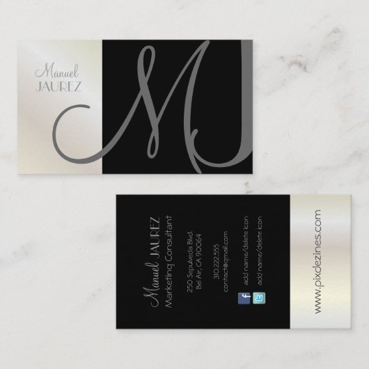 MONOGRAM EN RETRO / DU-Farben Visitenkarte (Vorne/Hinten)