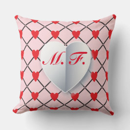 Monogram Enamored Couple Anniversary Herz Pattern Kissen