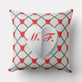 Monogram Enamored Couple Anniversary Herz Pattern Kissen