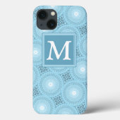 Monogram Engelblau-Kreise Muster Case-Mate iPho iPhone Hülle (Rückseite)