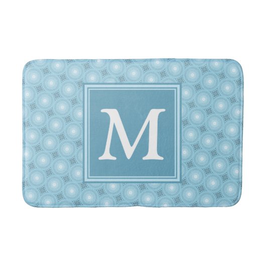 Monogram Engelblau-Kreismuster Badematte (Vorderseite)