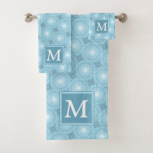 Monogram Engelblau-Kreismuster Badhandtuch Set
