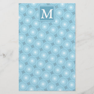 Monogram Engelblau-Kreismuster Briefpapier