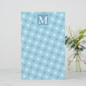 Monogram Engelblau-Kreismuster Briefpapier (Stehend Vorderseite)