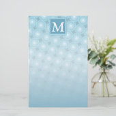 Monogram Engelblau-Kreismuster Briefpapier (Stehend Vorderseite)