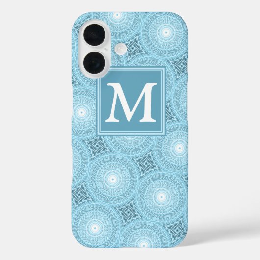 Monogram Engelblau-Kreismuster Case-Mate iPhone Hülle (Rückseite)