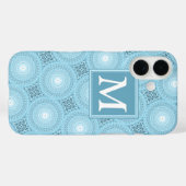 Monogram Engelblau-Kreismuster Case-Mate iPhone Hülle (Rückseite (Horizontal))