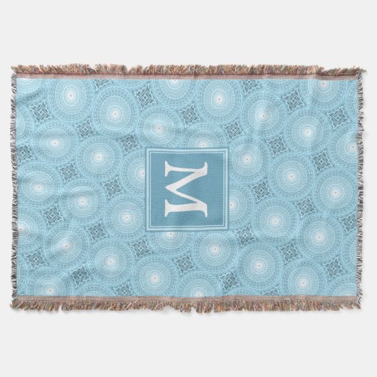 Monogram Engelblau-Kreismuster Decke (Vorderseite)
