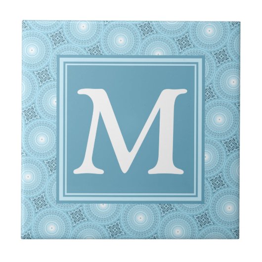 Monogram Engelblau-Kreismuster Fliese (Vorderseite)