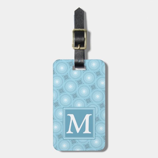 Monogram Engelblau-Kreismuster Gepäckanhänger (Vorderseite vertikal)