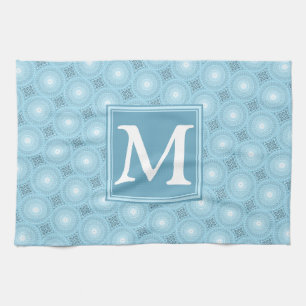 Monogram Engelblau-Kreismuster Geschirrtuch