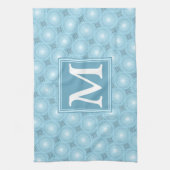 Monogram Engelblau-Kreismuster Geschirrtuch (Vertikal)