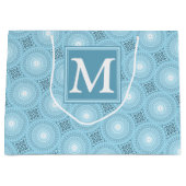Monogram Engelblau-Kreismuster Große Geschenktüte (Vorderseite)