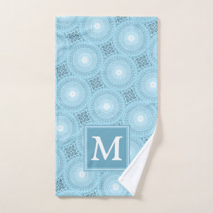 Monogram Engelblau-Kreismuster Handtuch