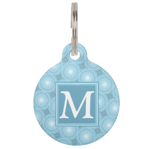 Monogram Engelblau-Kreismuster Haustiermarke