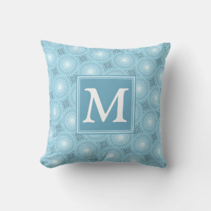 Monogram Engelblau-Kreismuster Kissen