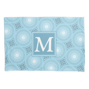 Monogram Engelblau-Kreismuster Kissenbezug