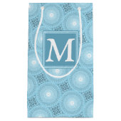 Monogram Engelblau-Kreismuster Kleine Geschenktüte (Vorderseite)