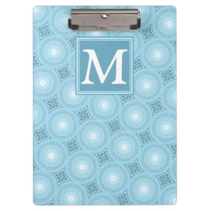Monogram Engelblau-Kreismuster Klemmbrett