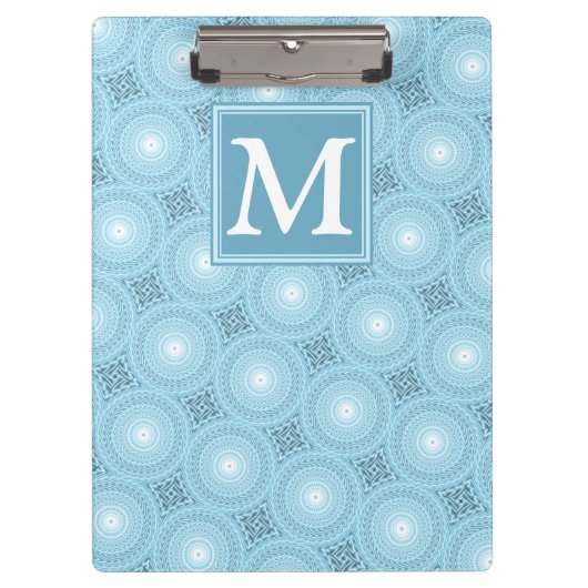 Monogram Engelblau-Kreismuster Klemmbrett (Vorderseite)