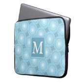 Monogram Engelblau-Kreismuster Laptopschutzhülle (Vorderseite Links)