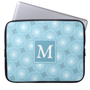 Monogram Engelblau-Kreismuster Laptopschutzhülle