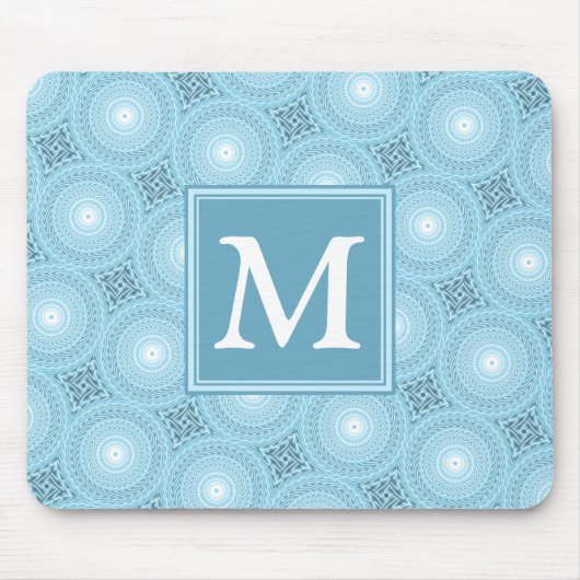 Monogram Engelblau-Kreismuster Mousepad (Vorne)