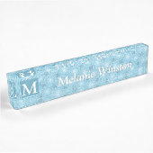 Monogram Engelblau-Kreismuster Namensplakette