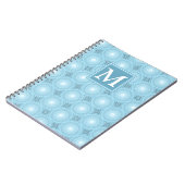Monogram Engelblau-Kreismuster Notizblock (Linke Seite)