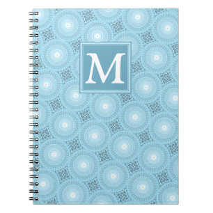 Monogram Engelblau-Kreismuster Notizblock