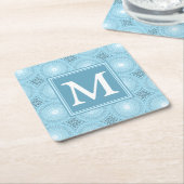 Monogram Engelblau-Kreismuster Rechteckiger Pappuntersetzer (angewinkelt)