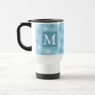 Monogram Engelblau-Kreismuster Reisebecher