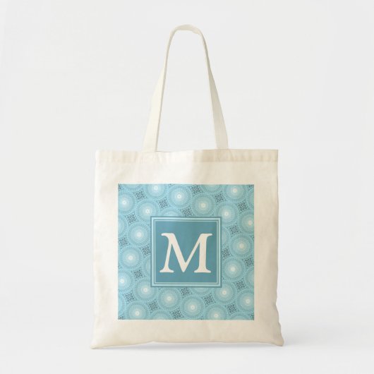 Monogram Engelblau-Kreismuster Tragetasche (Vorne)