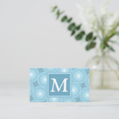 Monogram Engelblau-Kreismuster Visitenkarte (Stehend Vorderseite)