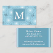 Monogram Engelblau-Kreismuster Visitenkarte (Vorne/Hinten)