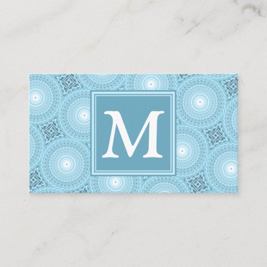 Monogram Engelblau-Kreismuster Visitenkarte (Vorderseite)