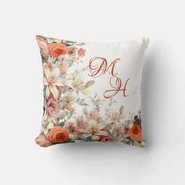 Monogram English Garden Vintage Floral  Throw Pill Kissen