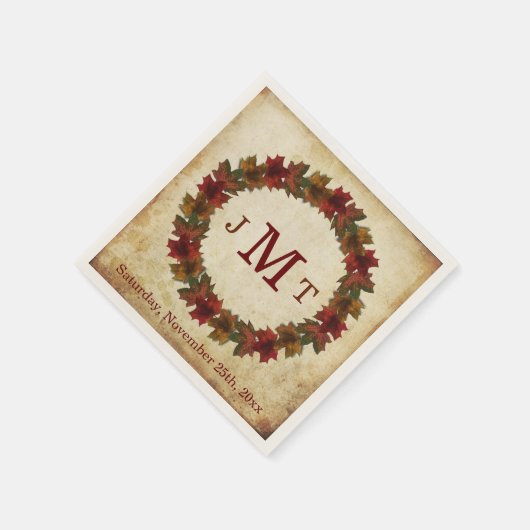 Monogram Erntedank Dinner im Herbst Serviette (Ecke)