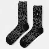 Monogram, erste graue Leopard-Muster, Tierdruck Socken (Linkes Detail)