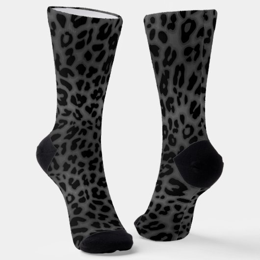 Monogram, erste graue Leopard-Muster, Tierdruck Socken (Gewinkelt)